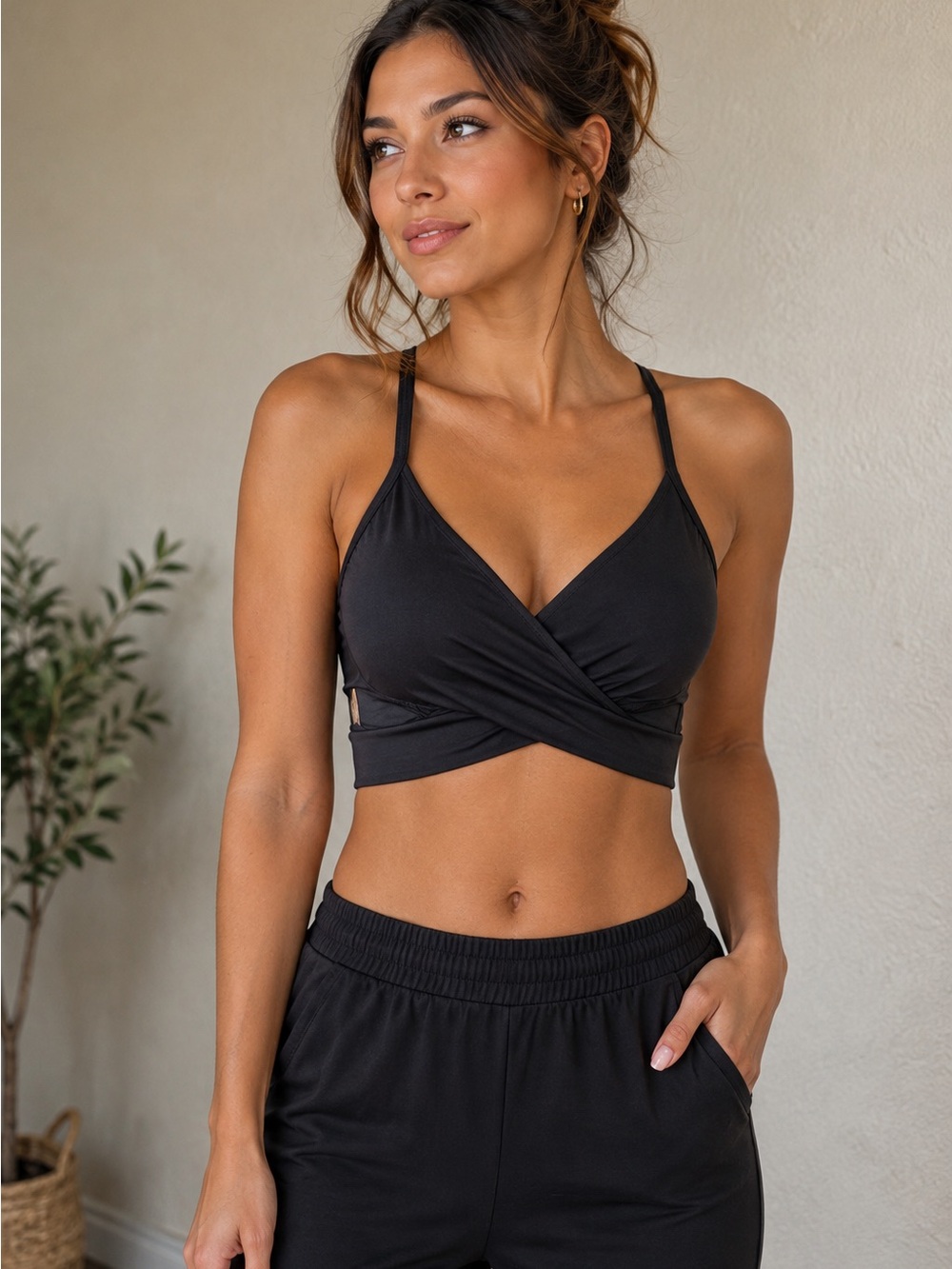 PINK Victoria's Secret Black Wrap Bralette Sports Bra
